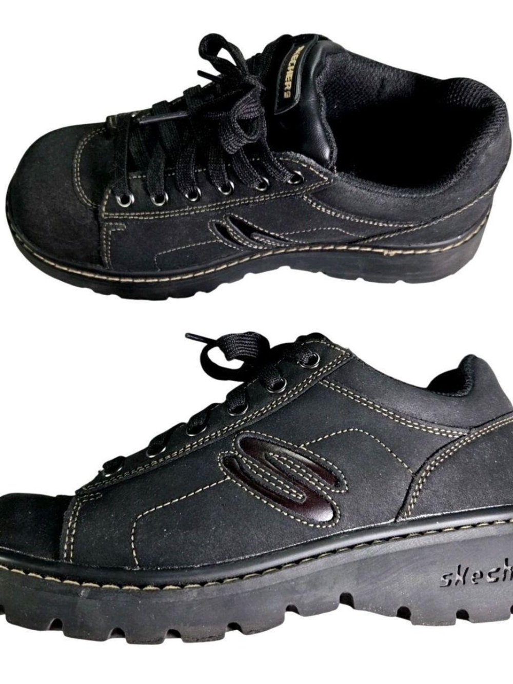 Skechers Women’s Black Lace-Up Casual Shoe - Picture 2 of 6